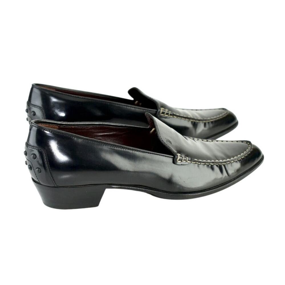 Vintage Donald Pliner Italian Black Leather Slip On Loafers 6M Quiet Luxury - Picture 5 of 7